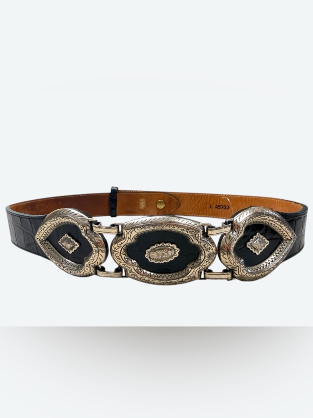 Brighton Western-Inspired Concho Leather Belt – Silver Tone Hardware